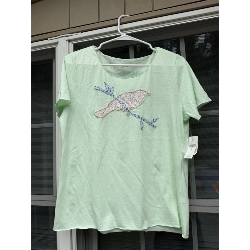 JJill Beach Collection Birds beaded t-shirt Size Medium New w/ tags